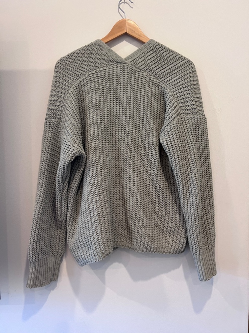 American Eagle Outfitters Open-Front Chunky Knit Cardigan - Sage Green - Picture 4 of 6